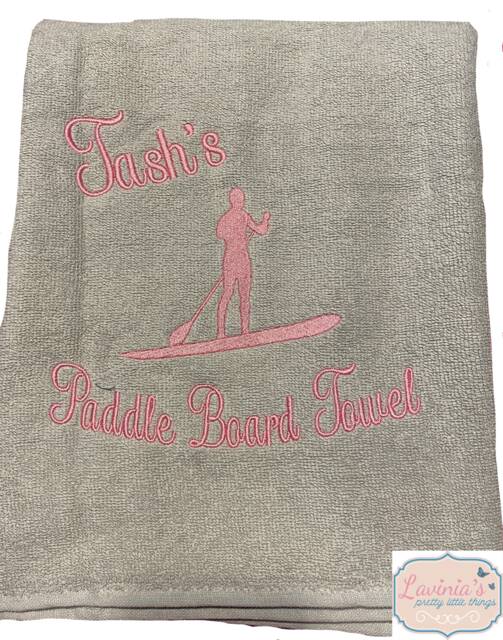 Embroidered Paddle Board Towel, Custom Name Gift - image 1