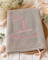Embroidered Paddle Board Towel, Custom Name Gift