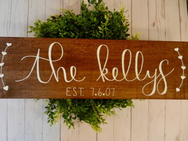 Custom Wedding Name Sign, Couple Established Marriage Wood Decor, Wall Hanging, & Date Sign - image 1