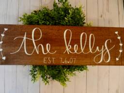 Custom Wedding Name Sign, Couple Established Marriage Wood Decor, Wall Hanging, & Date Sign - thumbnail 1