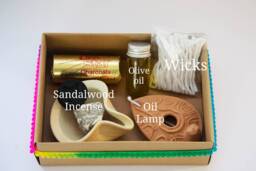 Earth Friendly Gift Box, Eco Gifts, Anti Epidemic Oil Lamps Box Set, Sandalwood Incense, Cleansing Kit & Protection, Oil Pottery - thumbnail 1