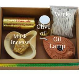 Earth Friendly Gift Box, Eco Gifts, Anti Epidemic Oil Lamps Box Set, Sandalwood Incense, Cleansing Kit & Protection, Oil Pottery - thumbnail 2