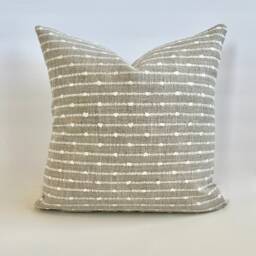 Gray Beige Woven Stripe Pillow Cover Natural Zinc Decorative Cushion - thumbnail 2