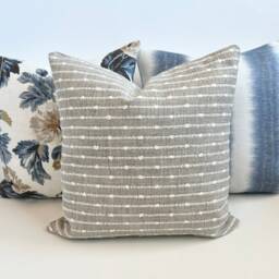 Gray Beige Woven Stripe Pillow Cover Natural Zinc Decorative Cushion - thumbnail 3