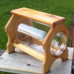 Table Top Or Ground Gallon Glass Jar Squirrel Feeder Cedar Wood Tbnup #1Tt - thumbnail 2
