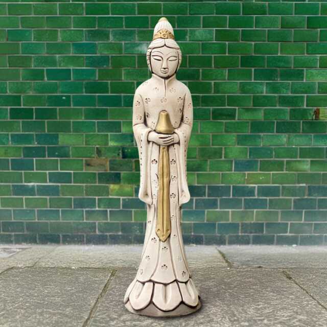 Asian Chinese Man Figurine Concrete Fend Shui Sculpture Stone Large Decoration Garden Tradition Ornament Lover Gift Zen Garden Decor - image 1