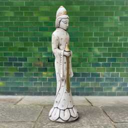 Asian Chinese Man Figurine Concrete Fend Shui Sculpture Stone Large Decoration Garden Tradition Ornament Lover Gift Zen Garden Decor - thumbnail 3