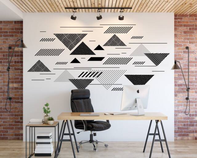 Geometric Wall Decal Abstract Minimalist Art, Office Decor - 97.63 X 47.24 Inches - image 1