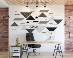 Geometric Wall Decal Abstract Minimalist Art, Office Decor - 97.63 X 47.24 Inches