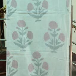Hand Block Print Cotton Dohar Organic Ac Quilt, Soft Throw - thumbnail 2