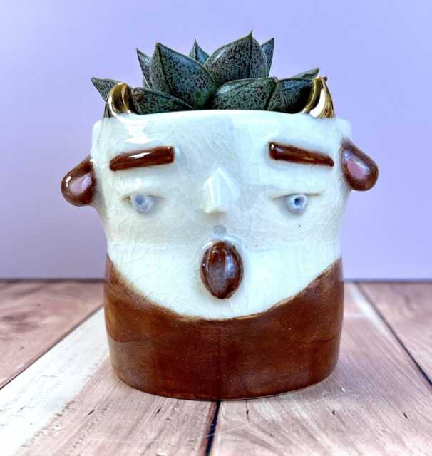 Cute Animal Succulent Planter, Small Ceramic Planter With Drainage, Handmade Mini Plant Pot, Unique Gift For Lover - image 1