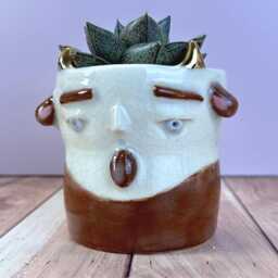 Cute Animal Succulent Planter, Small Ceramic Planter With Drainage, Handmade Mini Plant Pot, Unique Gift For Lover - thumbnail 3