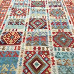 Handmade Afghan Kilim Rug, Chobi Design, Ethnic Home Decor - 304 cm X 202 cm - thumbnail 3
