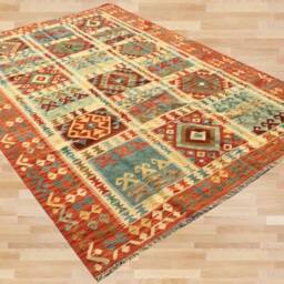 Handmade Afghan Kilim Rug, Chobi Design, Ethnic Home Decor - 304 cm X 202 cm - thumbnail 2