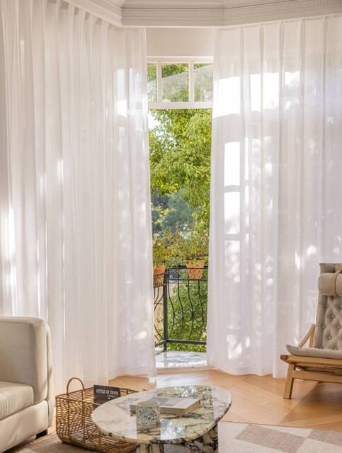 Pair Of Pleated White Linen Look Curtains Voile Drapery, Window Sheers Sheer Drapery Panel Bedroom Custom - image 1