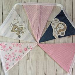 Baby Clothes Bunting, Keepsake First Birthday Gift, Personalised Flags, Nursery Decor, Baby Pennants, Flag String, Upcycled - thumbnail 2