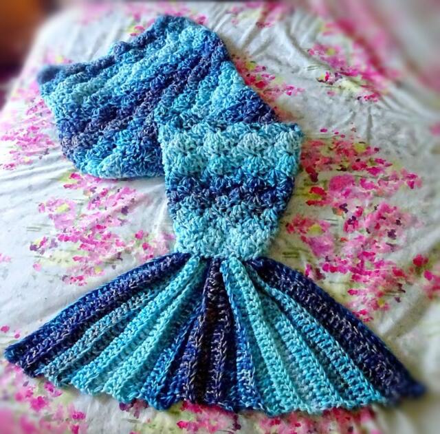 Handmade Crochet Mermaid Tail Blanket - Chunky Snuggle Sack - image 1