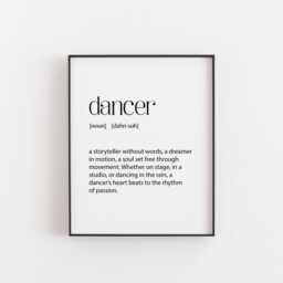 Dancer Definition Print - Inspirational Dance Lover Wall Art Quote Poster Studio Decor Gift For Dancers Hip Hop, Ballet - thumbnail 1