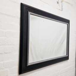 Ascent Modern Silver Black Antique Design Wood Frame Wall Mirror 111x80cm Quality Bevelled Glass Made in UK Rectangular 2 Tone - thumbnail 3