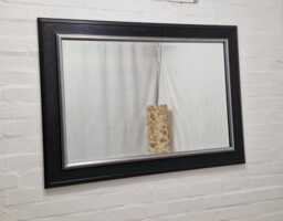Ascent Modern Silver Black Antique Design Wood Frame Wall Mirror 111x80cm Quality Bevelled Glass Made in UK Rectangular 2 Tone - thumbnail 1