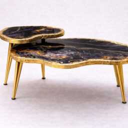 Crystal Geode-Look Coffee Table, Handmade Epoxy Resin Black Gold Art Side Table , Modern Home Decor Legs - thumbnail 2