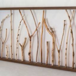 Horizontal Framed Tree Branch Wall Art - Sculptural Design Scandinavian Nature Decor - thumbnail 2