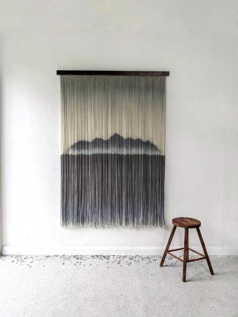 Large Dip Dye Wall Hanging, Modern Tapestry, Vertical Yarn Decor, Living Room Fiber Art - image 1
