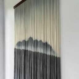 Large Dip Dye Wall Hanging, Modern Tapestry, Vertical Yarn Decor, Living Room Fiber Art - thumbnail 2