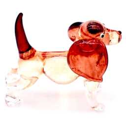 Hand Blown Glass Miniature Beagle Dog Pet Little Animal Brown Tiny Figurine Statue Decoration Collectible Small Craft Painted Figure Deco - thumbnail 2