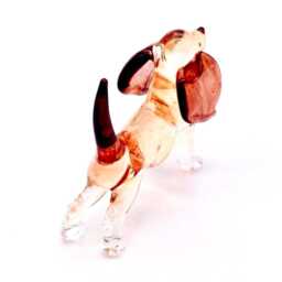 Hand Blown Glass Miniature Beagle Dog Pet Little Animal Brown Tiny Figurine Statue Decoration Collectible Small Craft Painted Figure Deco - thumbnail 3