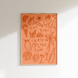 Hot Girls Chase The Sun Wall Print - Summer Days Poster Summery House Beach Home Art Trendy Aesthetic Sunshine Lover - thumbnail 2