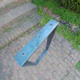 One Trapezoid Flat Metal Bench Table Leg - Beeswax Coating Optional Per - thumbnail 3