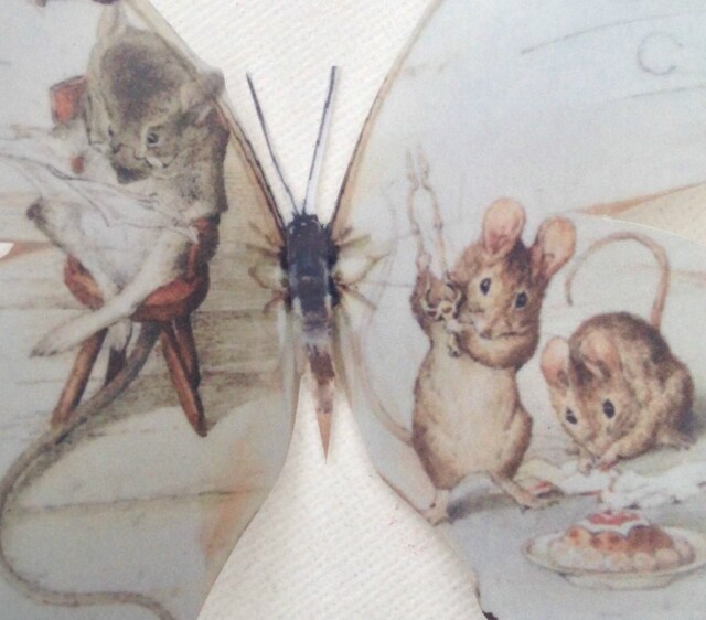 Vintage Beatrix Potter Butterfly Wall Art Two Bad Mice Nursery Decor - image 1