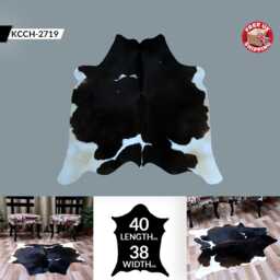Genuine Leather Cowhide Rug - Small, Natural Black & White Accent Piece - thumbnail 2