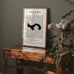 Panama Map Vintage Abstract Wall Art Print Picasso + Matisse Inspired Travel Poster - thumbnail 1