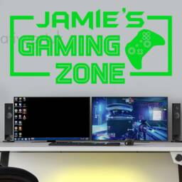 Personalised Gaming Zone Wall Sticker - Custom Gamer Name Decal Room Art Kids Bedroom Decor Vinyl Xbgzb - thumbnail 3