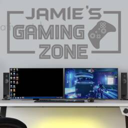 Personalised Gaming Zone Wall Sticker - Custom Gamer Name Decal Room Art Kids Bedroom Decor Vinyl Xbgzb - thumbnail 2