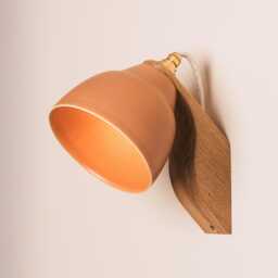 Terracotta Element Wall Light in Ceramic & Oak - thumbnail 1