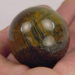 African Golden Tiger Eye Lapidary 39mm Diameter Sphere With Stand 4898K - thumbnail 2