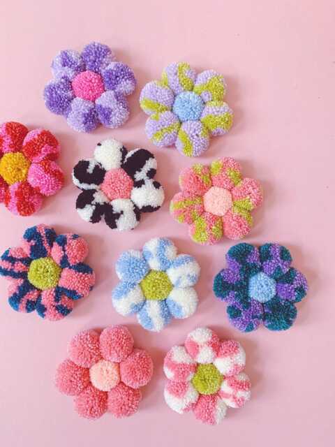 Pom Flower Wall Hanging Y2K Danish Pastel Decor - image 1