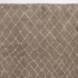 Hand-Knotted Beni Ourain Rug Brown Berber Rug With White Tribal Design - thumbnail 3