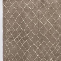 Hand-Knotted Beni Ourain Rug Brown Berber Rug With White Tribal Design - thumbnail 4