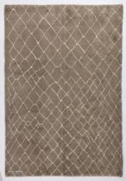 Hand-Knotted Beni Ourain Rug Brown Berber Rug With White Tribal Design - thumbnail 1