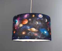 New High Quality Kids Room Planets Solar System in Space Digital Print Lamp Shade & Pendant Light - thumbnail 1