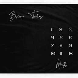 Milestone Blanket Baby Name Gift Black Monthly Mat - thumbnail 2
