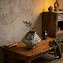 Wabi Sabi Ceramic Vase, Rustic Handmade Pottery Textured Clay Flower Japanese Style Home Decor, Tabletop Art Piece - thumbnail 2
