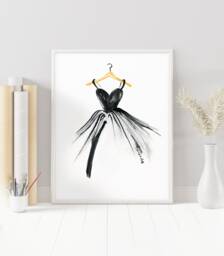 Little Black Dress Watercolor Print - Fashion Illustration Art - thumbnail 1