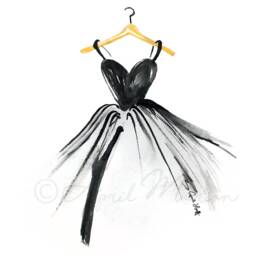 Little Black Dress Watercolor Print - Fashion Illustration Art - thumbnail 3