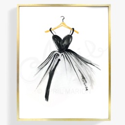 Little Black Dress Watercolor Print - Fashion Illustration Art - thumbnail 2