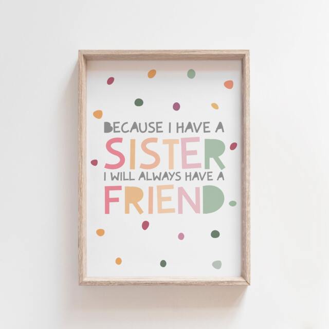 Sister Wall Art, Prints, Girls Bedroom, Sibling Room Decor, Twin Playroom Gift - image 1